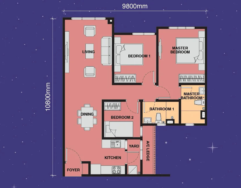 The Asteriaz Type B2 floor plan